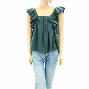 Sea New York Deep Green Ruffle Top